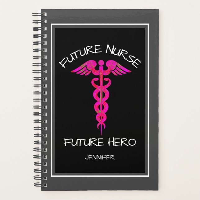 Agenda Personalized Future Nurse Medical Pink Caduceus (Frente)
