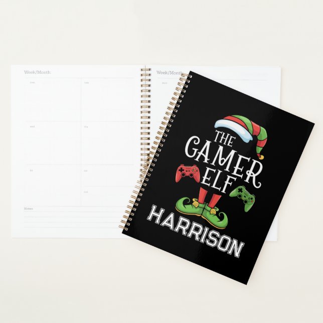 Agenda Personalized Gamer Elf Christmas Video Gaming  (Exibição)