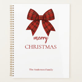 Agenda Personalized Merry Christmas | Red Plaid Bow