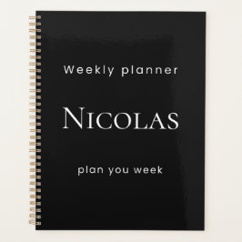 Agenda Personalized Minimal Black Weekly Planner