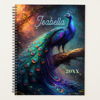 Agenda Personalized Mystical Beautiful Peacock in Forest