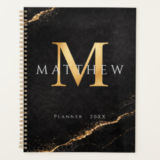 Agenda Personalized Name Monogram Golden Black Planner