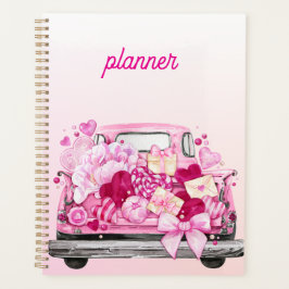 Agenda Personalized Pink Valentine Truck Planner Cover