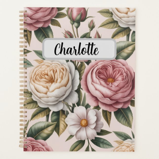 Agenda Personalized rose Flower Cover Productivity Goal  (Frente)
