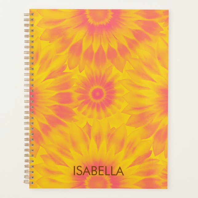 Agenda Personalized Vibrant Sunflower Tie-Dye Art (Frente)
