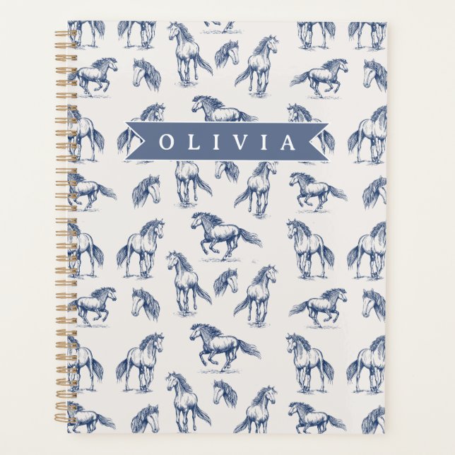 Agenda Personalized Vintage Blue Horse Classic Country (Frente)