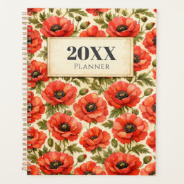 Agenda Personalized Watercolor Red poppies Planner