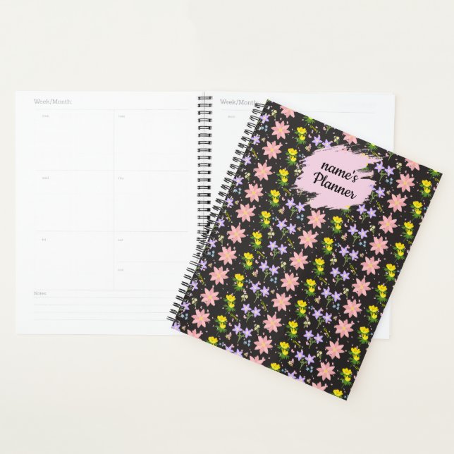 Agenda Personalized Wildflower Pattern Spiral Notebook Pl (Exibição)