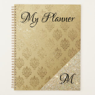 Agenda Perturbação Dourada Elegante e Faux Glitter