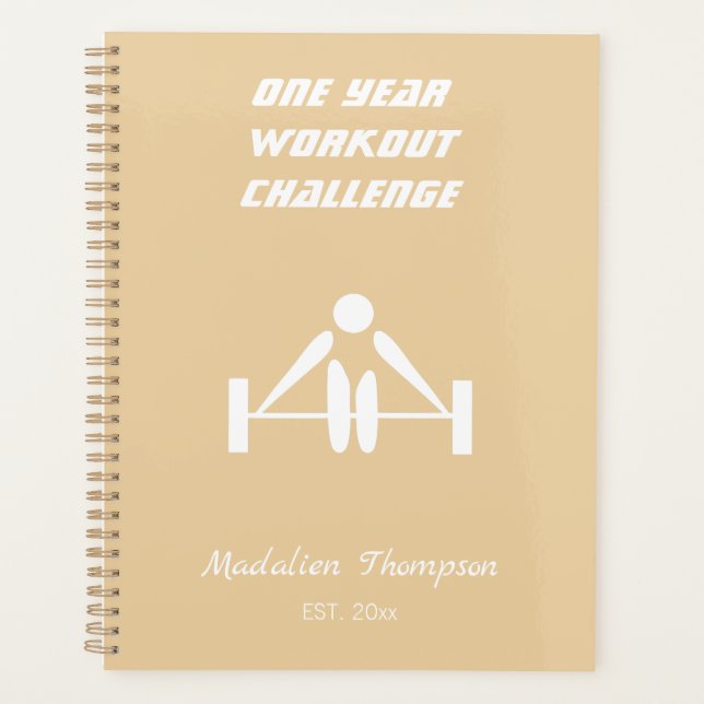 Agenda Pesos dos monogramas elegantes bege (Frente)