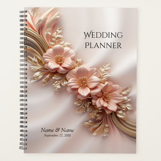 Agenda Pêssego Laranja Elegante Planner Floral (Frente)