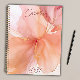 Agenda Pessegueiro Personalizado Feminina Floral Elegante