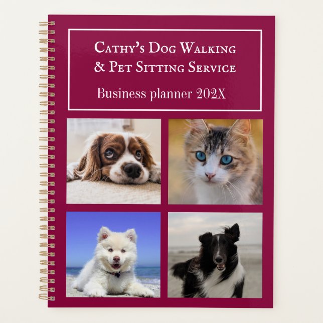 Agenda Pet Sitting Dog Walking Service Foto Personalizada (Frente)