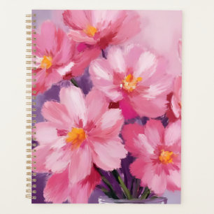 Agenda Pétalas Cor-de-Rosa em Flor Pintura de Flores Aq