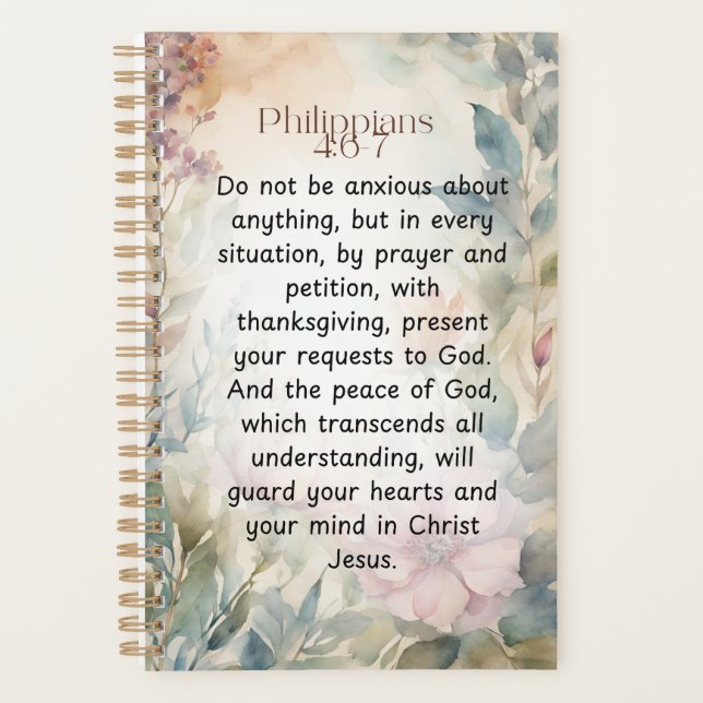 Agenda Philippians 4:6-7 Christian Bíblia Verse Watercolo (Frente)