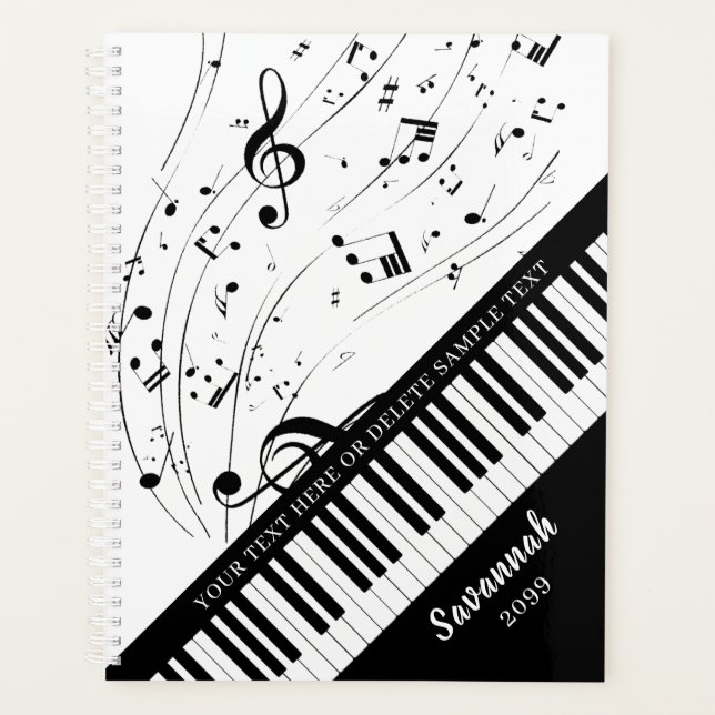 Agenda Piano de Notas de Música Personalizadas Nome do Sc (Frente)