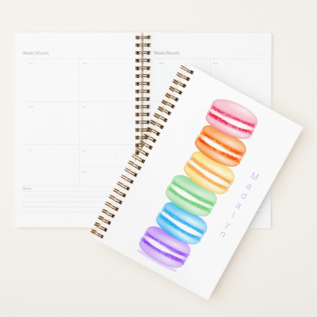 Agenda pilha de macarões colorida fofa personalizada (Exibição)