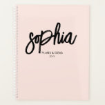 Agenda Pincel de Placa Rosa-Blush de Caligrafia Girly Blu<br><div class="desc">Nome de recursos minimalistas na fonte moderna de escrita manual.</div>