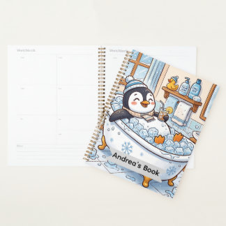Agenda Pinguim Feliz Desenho Animado Tomando Banho | Pers