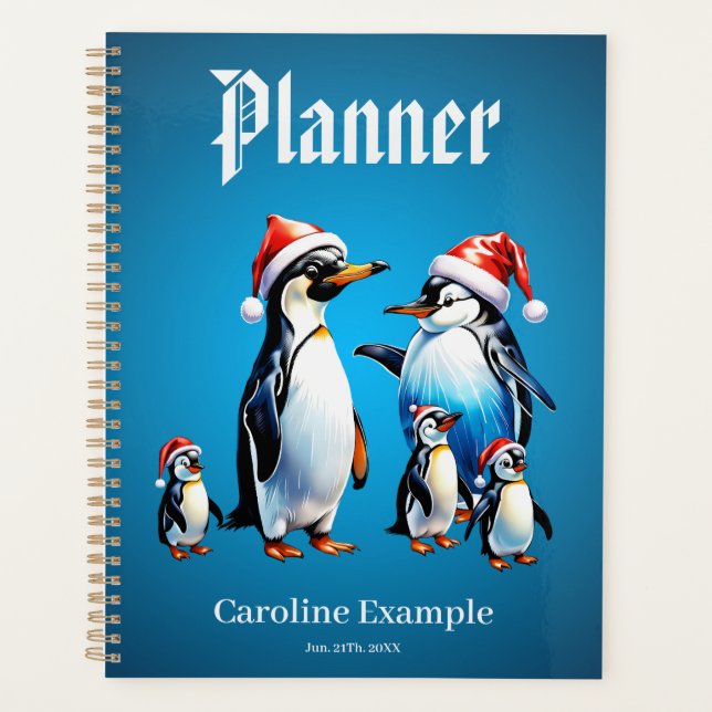 Agenda Pinguins bonitos no estilo animado (Frente)