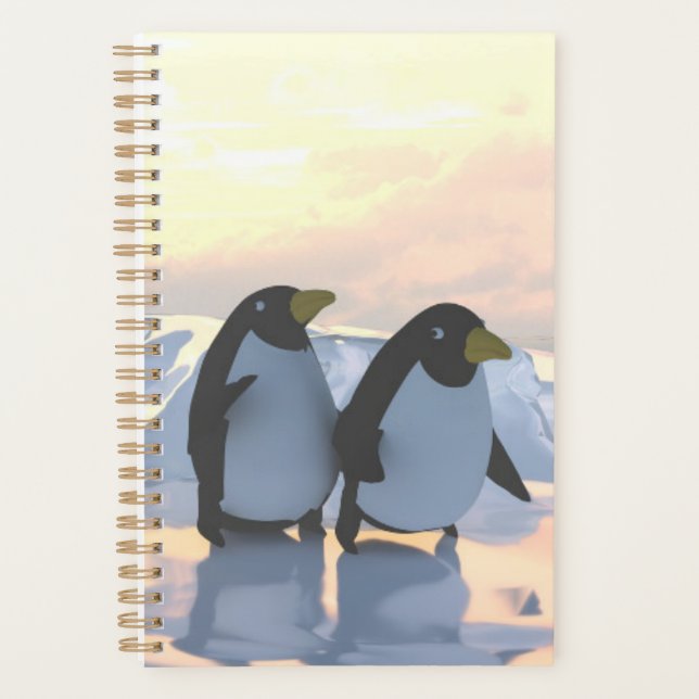 Agenda pinguins relaxando numa banquisa (Frente)