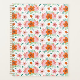 Agenda Pink and orange floral bouquet patterned planner