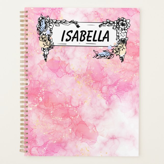 Agenda Pink Boho minimalist Ephemera ornament (Frente)
