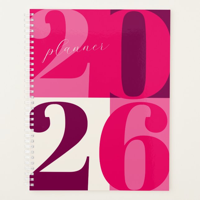 Agenda Pink Bold Year Color Block Planner (Frente)