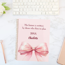 Agenda Pink bow inspirational quote 2026