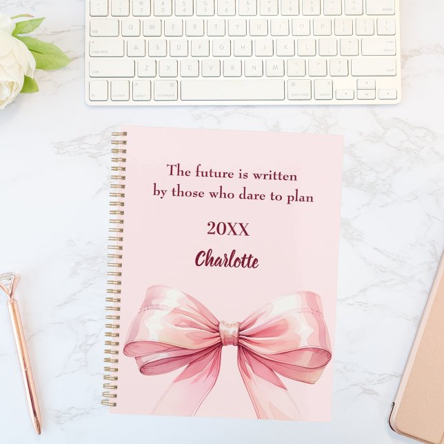 Agenda Pink bow inspirational quote 2026 (Criador carregado)