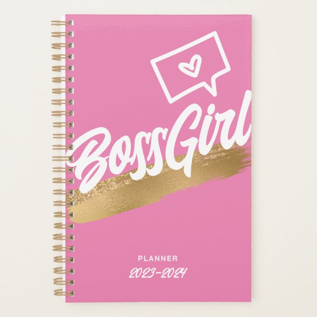 Agenda Pink Dourado Planner da Menina Chefe (Frente)