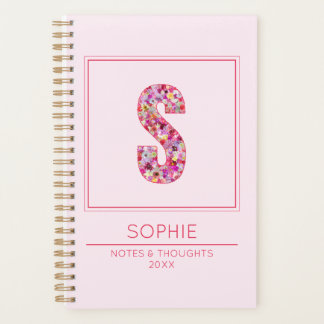 Agenda Pink Floral Monogrammed Name Letter S