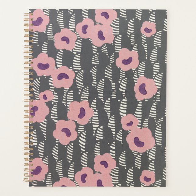 Agenda Pink Flowers Abstract Blooms Mid-century Art Deco (Frente)