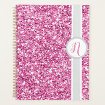 Pink Glitter Monogram Planner