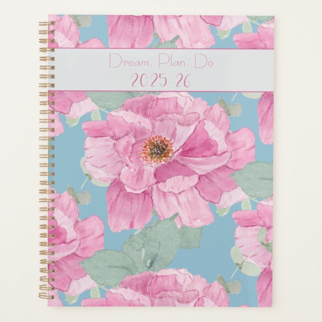 Agenda Pink Peony Floral Pattern  (Frente)