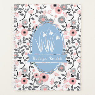 Agenda Pink & Pewter Laurentian Floral Nome Personalizado