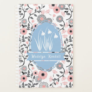Agenda Pink & Pewter Laurentian Floral Nome Personalizado