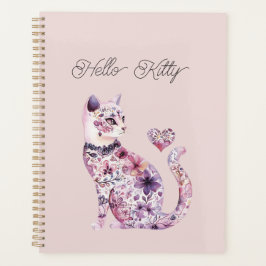 Agenda Pink Purple Blush Flowers Heart Love Cat 