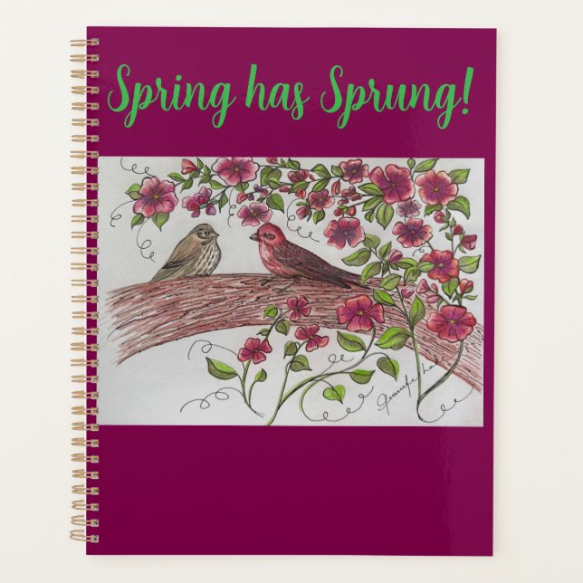 Agenda Pink Rosie Finches Planner (Frente)