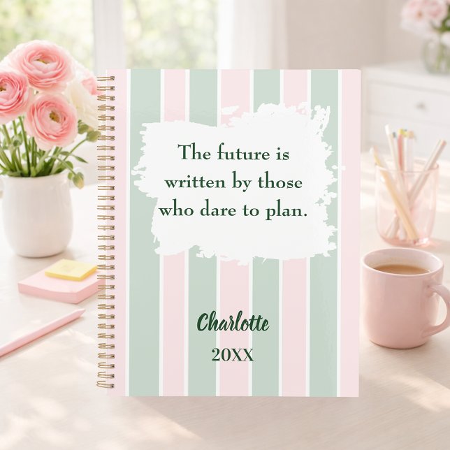 Agenda Pink sage green inspirational quote writing 2026 (Criador carregado)