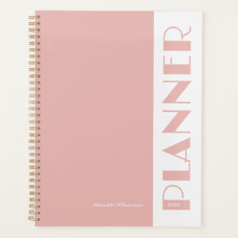 Agenda Pink Vintage Retro Stripe Personalized  Plan