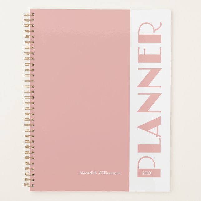 Agenda Pink Vintage Retro Stripe Personalized  Plan (Frente)