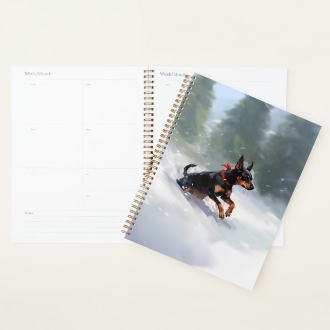 Agenda Pinscher Dobermann Natal neve inverno (Exibição)
