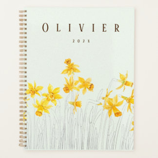 Agenda pintura a aquarela daffodil amarela