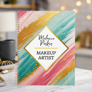 Agenda pintura cor-de-rosa com ouro lacado