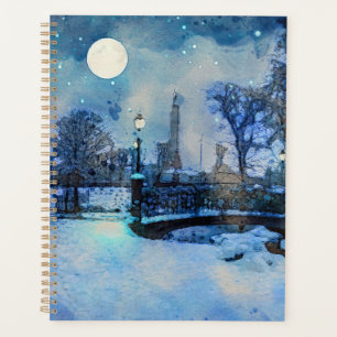Agenda Pintura da noite de inverno no parque urbano