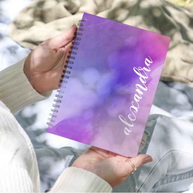 Agenda Pintura de abstrato rosa e púrpura a aquarela (Criador carregado)