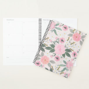 Agenda Pintura de Aquarela Floral Cor-de-Rosa Elegante