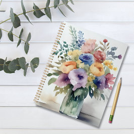 Agenda Pintura de Buquê Floral de Aquarela