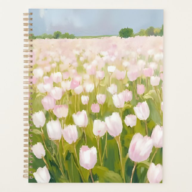 Agenda Pintura de Campo de Flores de Tulipas Brancas em A (Frente)